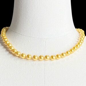 Elegant Gold Glass Pearl Choker Necklace